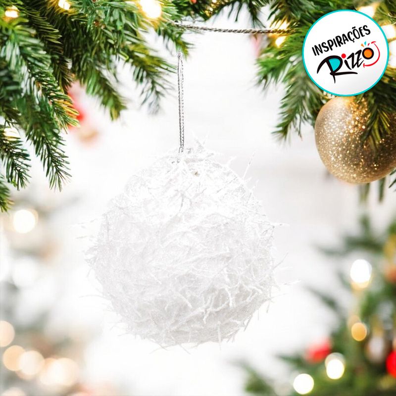 Bola de Natal Paetê - Branco - 8cm  - 6 unidades - Cromus - Magazine 25