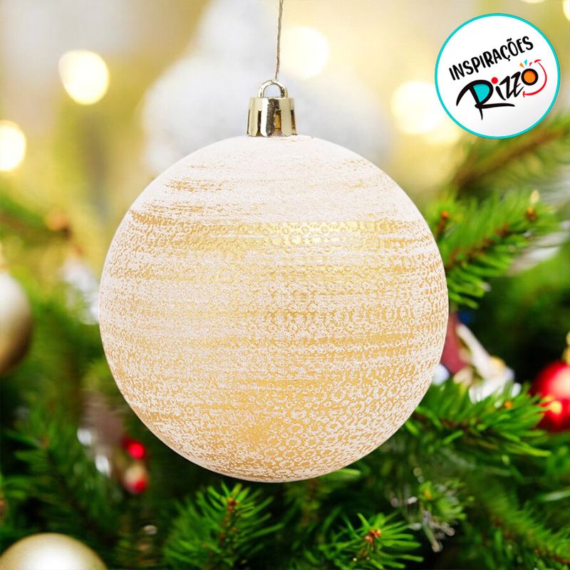 Bola de Natal Matte - Ouro e Branco - 10cm  - 4 unidades - Cromus - Magazine 25