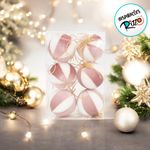 Bola de Natal de Veludo - Branco e Rose - 10cm  - 4 unidades - Cromus - Magazine 25