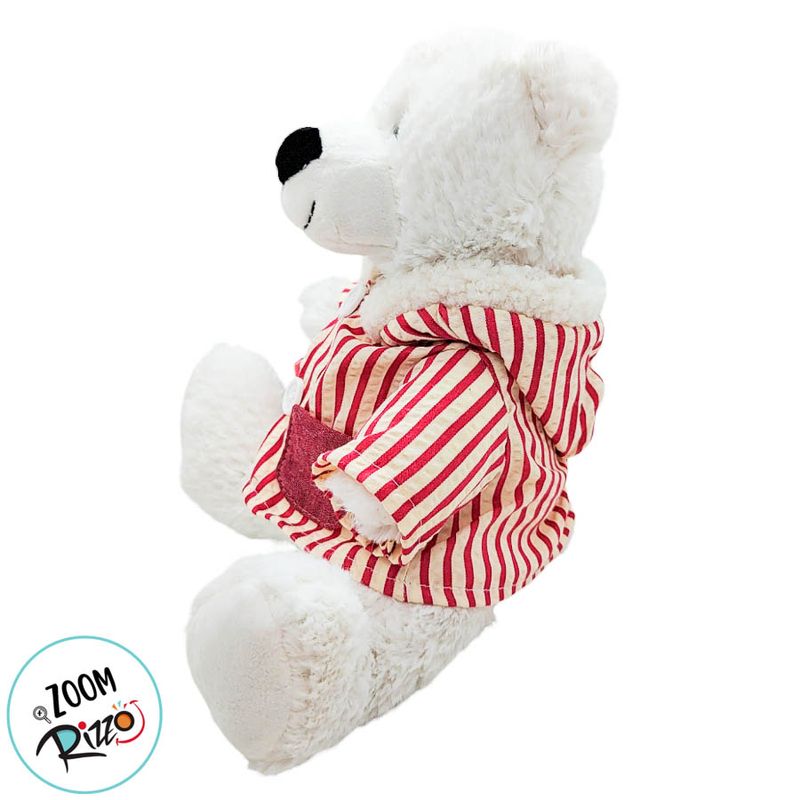 Urso de Pelúcia com Roupão Listrado Vermelho - 25cm - 1 unidade - Magazine 25