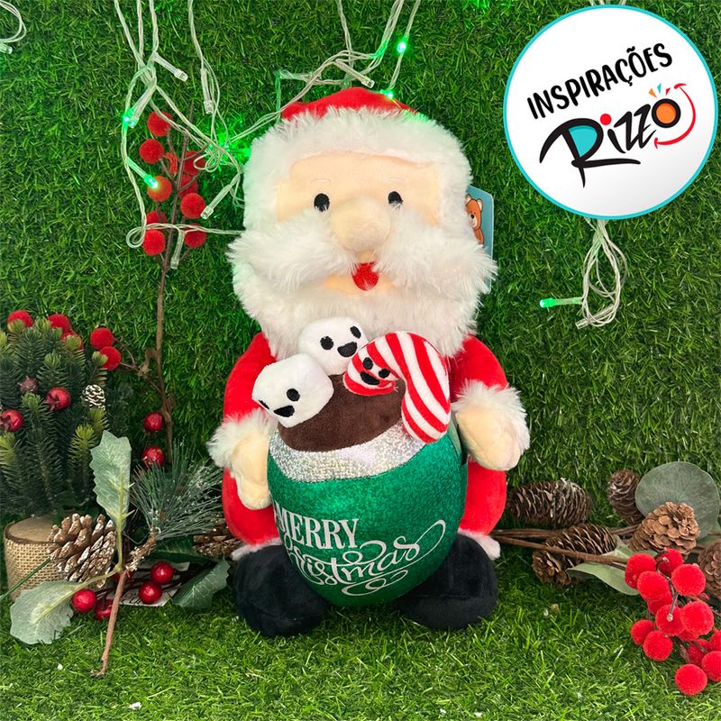 Papai Noel com Côco de Pelúcia - 33cm - 1 unidade - Magazine 25