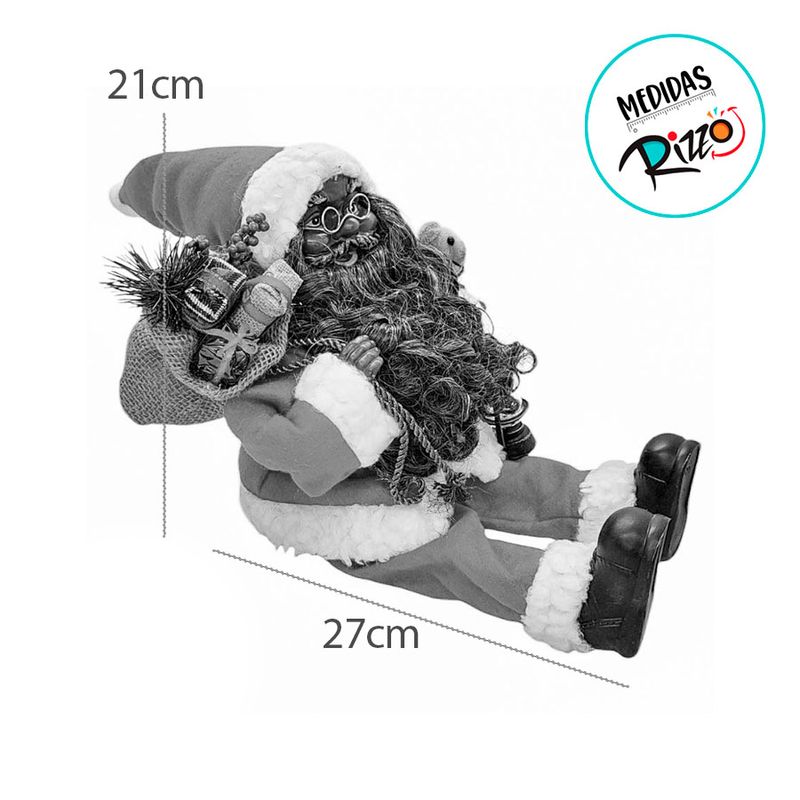 Papai Noel Negro Decorativo Sentado com Saco de Presentes e Lamparina - 45cm - 1 unidade - Magazine 25