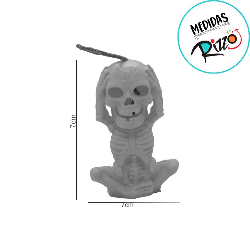 Enfeite Decorativo de Halloween - Mini Esqueleto Vela com Luz - 11cm - 1 unidade - Magazine 25