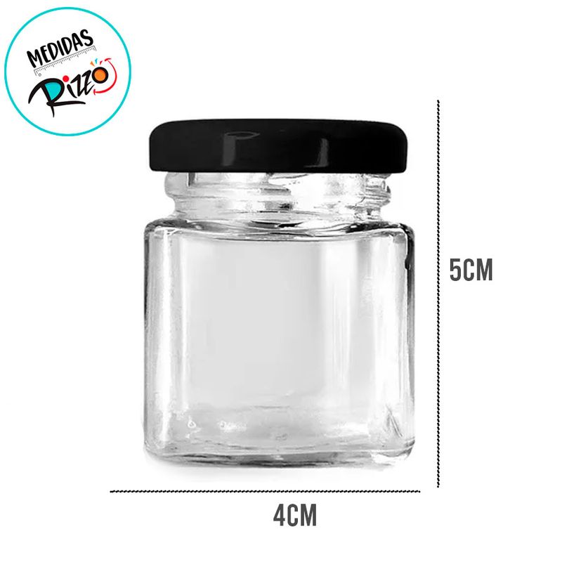 Potinho de Vidro Quadrado com Tampa Metal Preta 50ml - 5x4cm - 1 unidade - Magazine 25