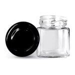 Potinho de Vidro Quadrado com Tampa Metal Preta 50ml - 5x4cm - 1 unidade - Magazine 25