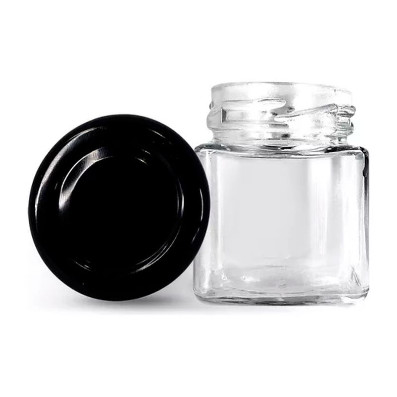 Potinho de Vidro Quadrado com Tampa Metal Preta 50ml - 5x4cm - 1 unidade - Magazine 25