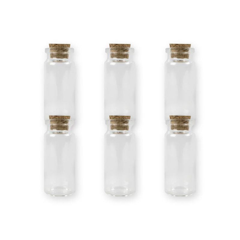 Kit 6 Potinhos de Vidro Hermético para Lembrancinha com Tampa de Rolha - 10ml - Magazine 25