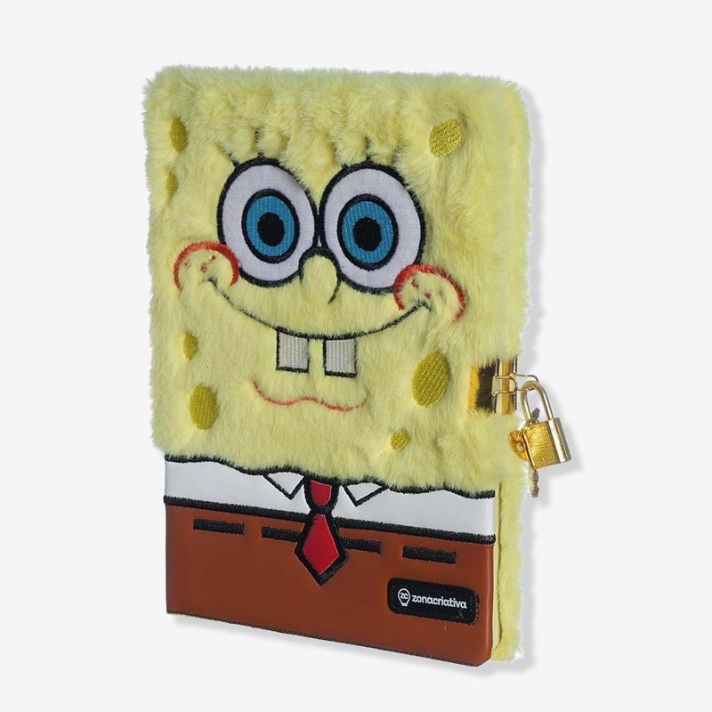 Caderno Diário com Cadeado Pelúcia Bob Esponja