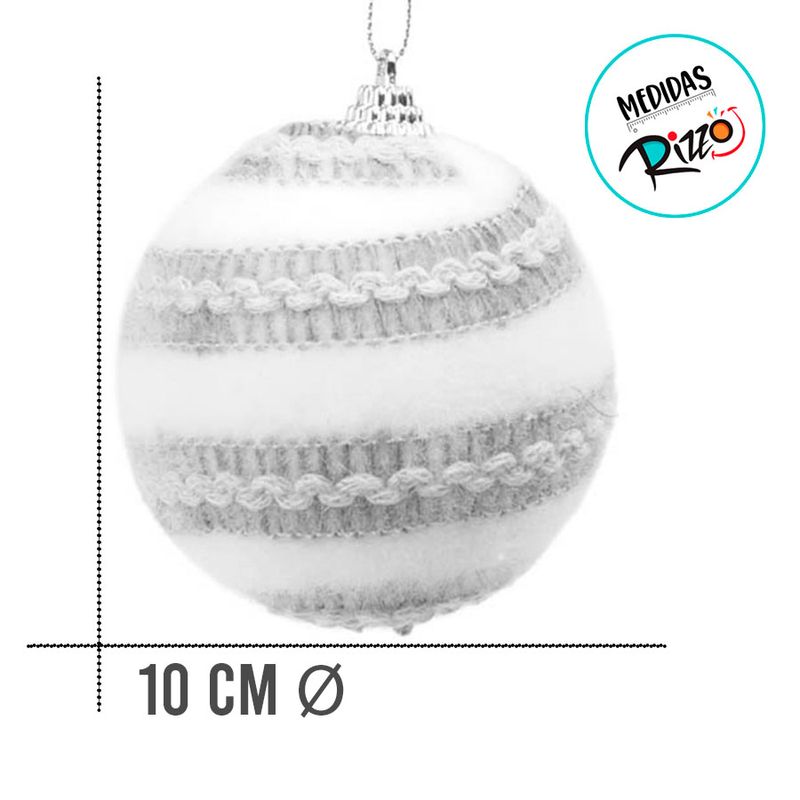 Bola de Natal - Pelucia Branca com Juta - 10cm - 4 unidades - Cromus - Magazine 25