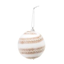 Bola de Natal - Pelucia Branca com Juta - 10cm - 4 unidades - Cromus - Magazine 25