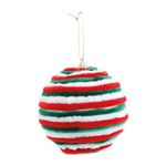 Bola de Natal - Chenile Listrada Verde, Branca e Vermelha - 10cm - 4 unidades - Cromus - Magazine 25