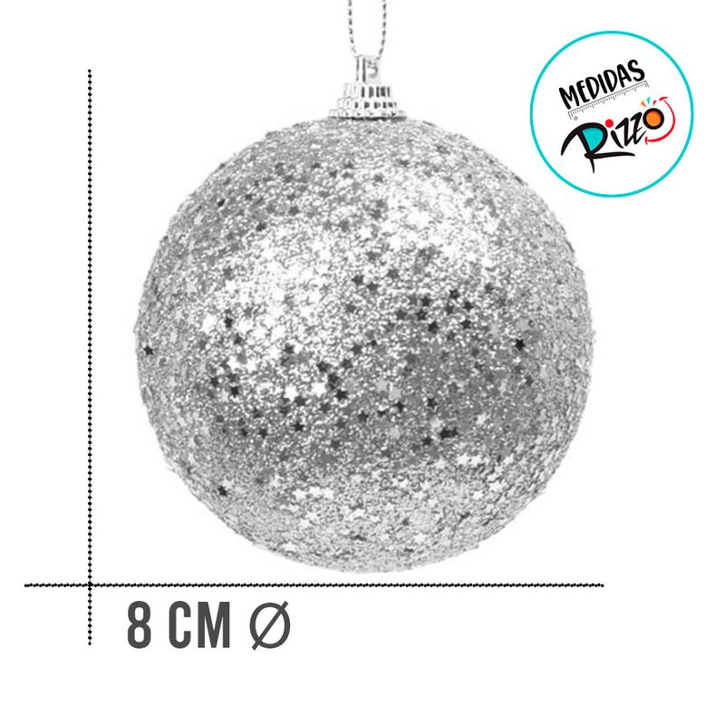 Bola de Natal - Glitter Dourado - 8cm - 6 unidades - Cromus - Magazine 25