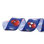 Fita Decorativa Aramada de Natal - Spiderman - 6,3cm x 9,14m - 1 unidade - Cromus - Magazine 25