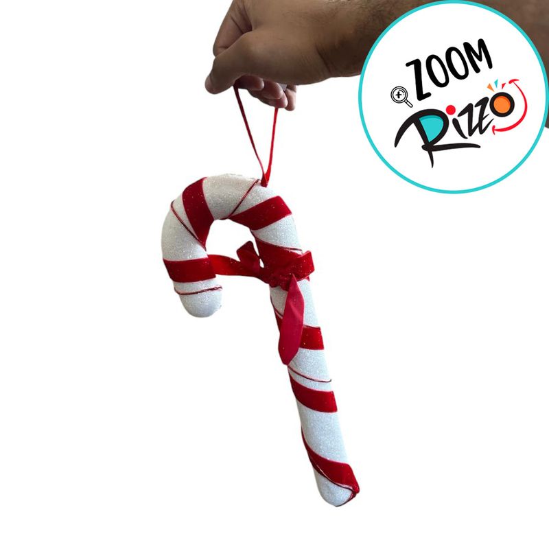 Enfeite de Pendurar Candy Cane - Vermelho, Branco - 33cm - 1 unidade - Cromus - Magazine 25