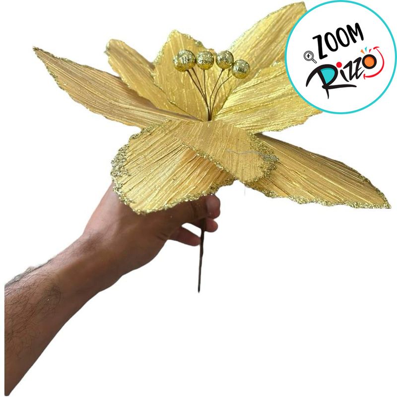 Poinsétia Decorativa - Ouro - 30cm - 1 unidade - Cromus - Magazine 25