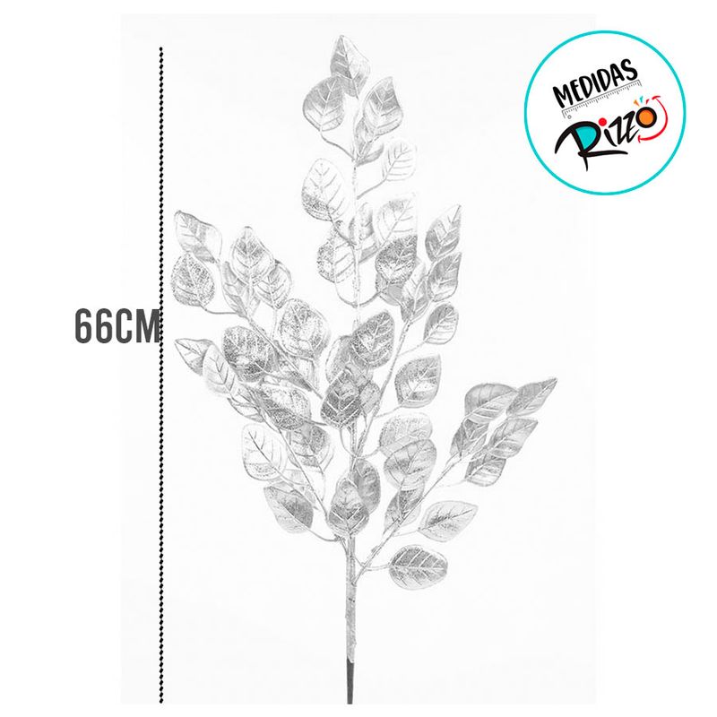 Galho Decorativo - Folhas Prateadas - 66cm - 1 unidade - Cromus - Magazine 25