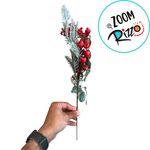 Galho Decorativo - Galho com Frutas Vermelhas, Marrom Verde - 48cm - 1 unidade - Cromus - Magazine 25