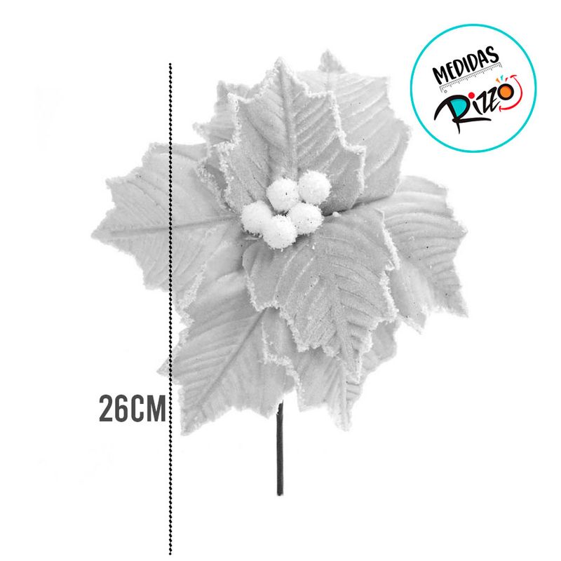 Poinsétia Decorativa - Veludo Bege Nevada - 26cm - 1 unidade - Cromus - Magazine 25