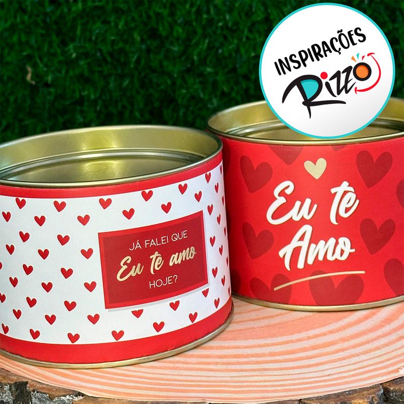 Lata para Doces Rígida - Eu Te Amo Branco - 1 unidade - Cromus - Magazine 25