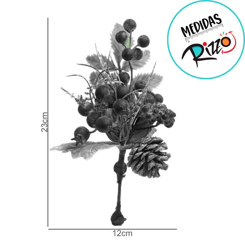 Pick Decorativo - Galhos com Frutas Roxas - 23cm - 1 unidade - Cromus - Magazine 25