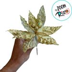 Poinsétia Decorativa - Glitter Dourado - 20cm - 1 unidade - Cromus - Magazine 25