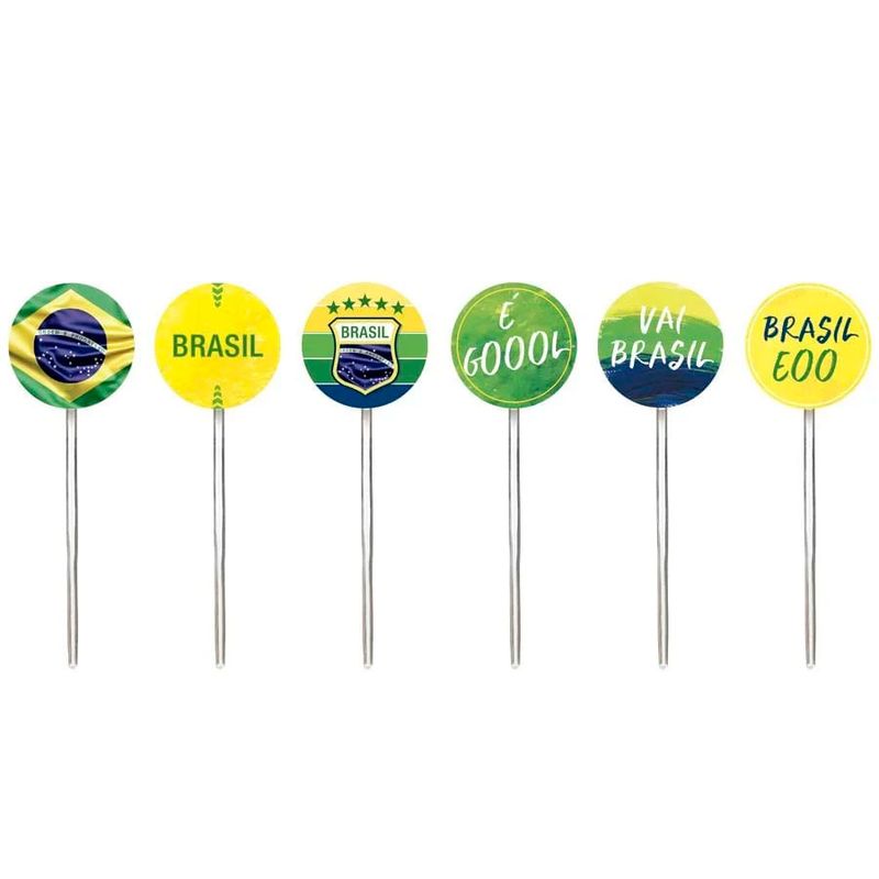 Pick Decorativo - Festa Brasil - 10cm - 12 unidades - Cromus - Magazine 25