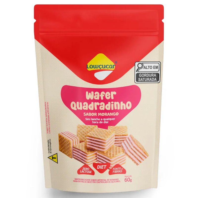 Biscoito Wafer Quadradinho Morango 60g - Lowçúcar