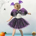 Kit Fantasia Infantil Halloween Menina Morcego - 3 Peças