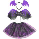 Kit Fantasia Infantil Halloween Menina Morcego - 3 Peças