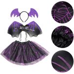 Kit Fantasia Infantil Halloween Menina Morcego - 3 Peças