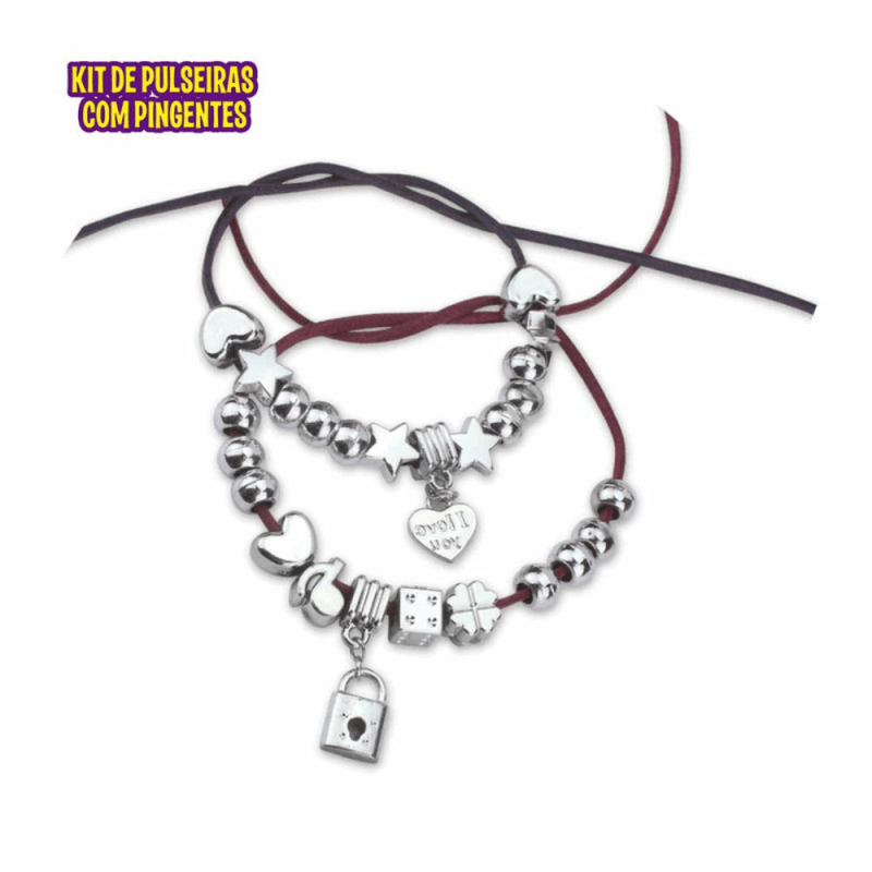 Kit Pulseiras Pingente Glamour Beads Personalizável com Pingentes