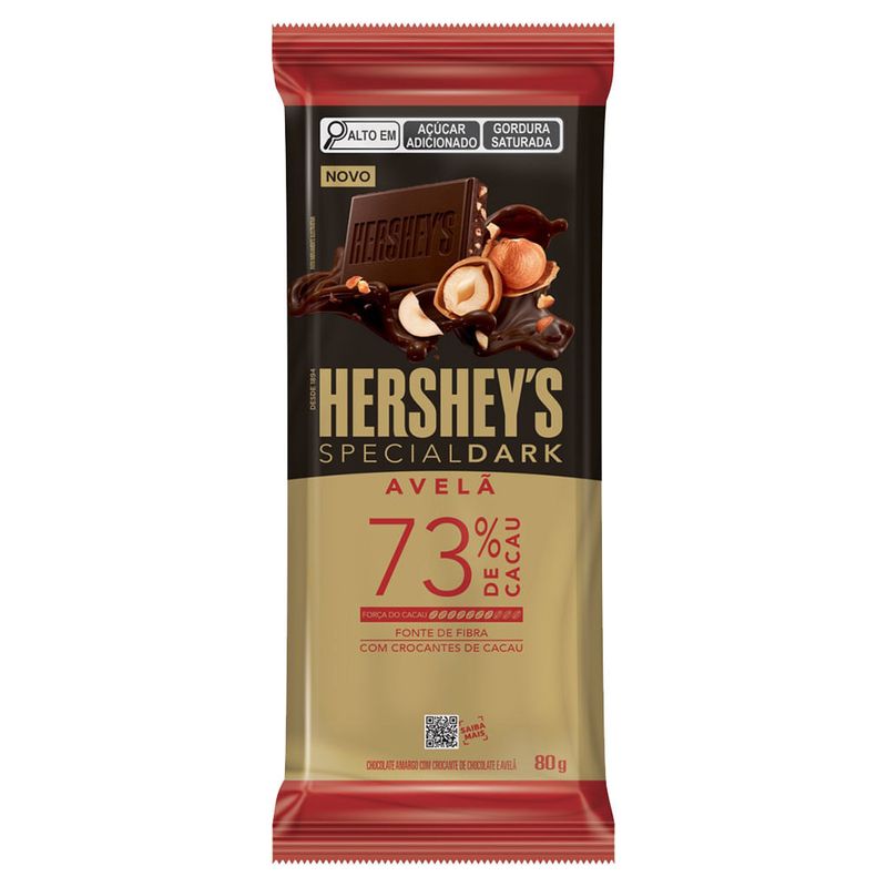 Tablete Chocolate Special Dark Avelã 73% Cacau 80g - Hersheys