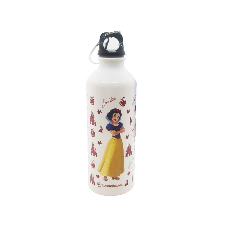 Garrafa de Alumínio com Mosquetão - Branca de Neve - 500ml - 1 unidade - Zona Criativa - Magazine 25