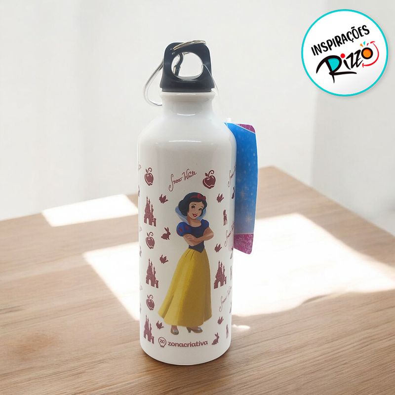 Garrafa de Alumínio com Mosquetão - Branca de Neve - 500ml - 1 unidade - Zona Criativa - Magazine 25