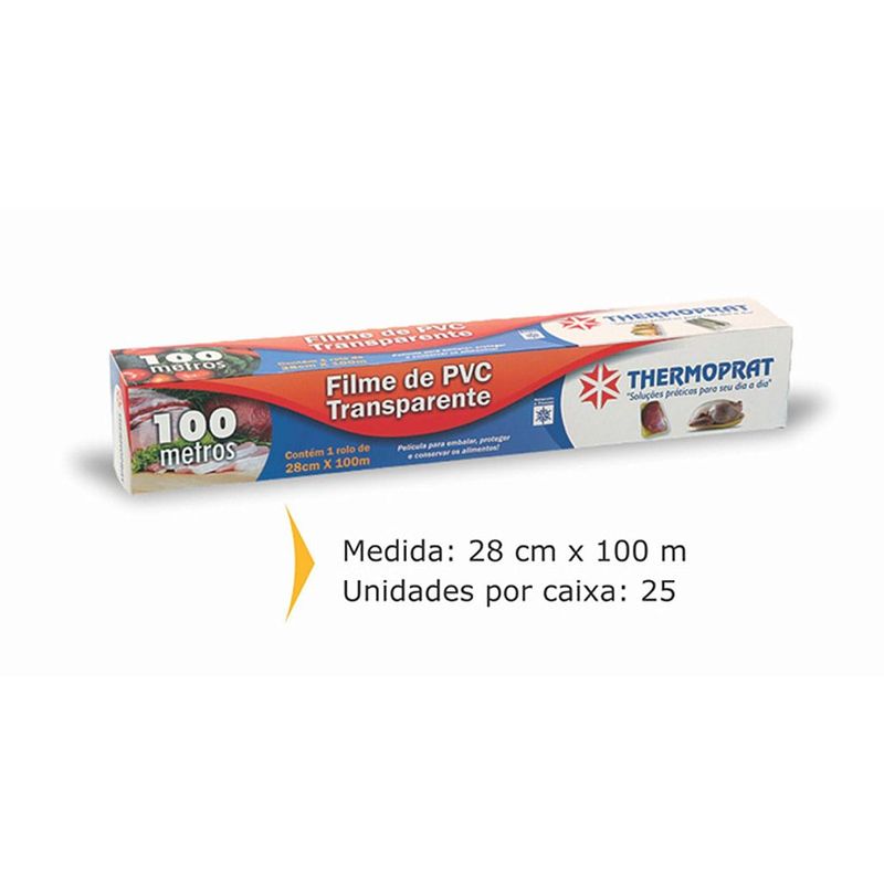 Filme Pvc Transparente 28Cmx100M Thermoprat