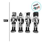 Kit Boneco Soldado Quebra Nozes de Madeira - 13cm - Preto e Dourado - 4 unidades - Magazine 25 - Magazine 25