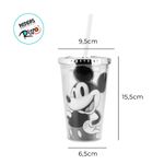 Copo de Plástico com Tampa e Canudo Mickey - 450ml - 1 unidade - Magazine 25