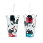 Copo de Plástico com Tampa e Canudo Mickey - 450ml - 1 unidade - Magazine 25