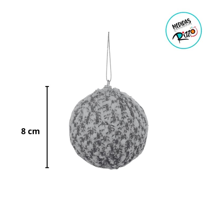 Bola de Natal - Detalhe em Tecido - 8cm - 3 unidades - Magazine 25