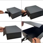 Caixa de Papel Rígido Quadrada Dourada com Imã e Fita - 1 unidade - Magazine 25