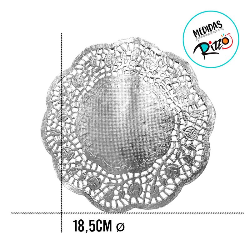 Fundo Rendado de Papel - Prata - 18,5cm - 24 unidades - Magazine 25