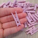 Mini Prendedor de Madeira Lilas Claro 3,5cm - 50 Unidades - Magazine 25