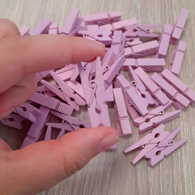 Mini Prendedor de Madeira Lilas Claro 3,5cm - 50 Unidades - Magazine 25