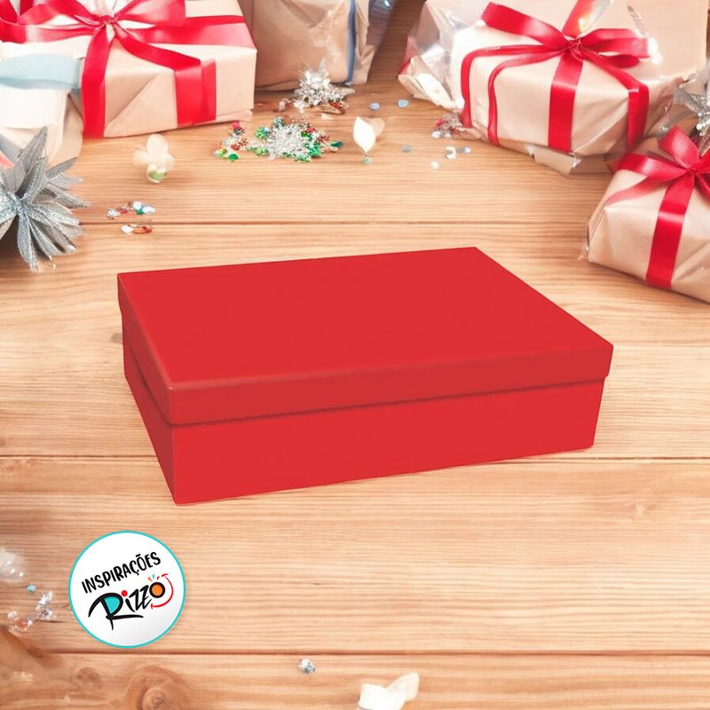 Caixa para Presente Luxo - Vermelha - 19,5x19,5x8,5cm - 1 unidade - Magazine 25