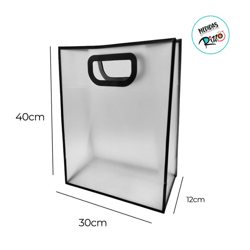 Sacola Transparente PVC com Alça - Branca - 40x30x12cm - 1 unidade - Magazine 25