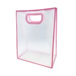 Sacola Transparente PVC com Alça - Rosa - 25x30x15cm - 1 unidade - Magazine 25