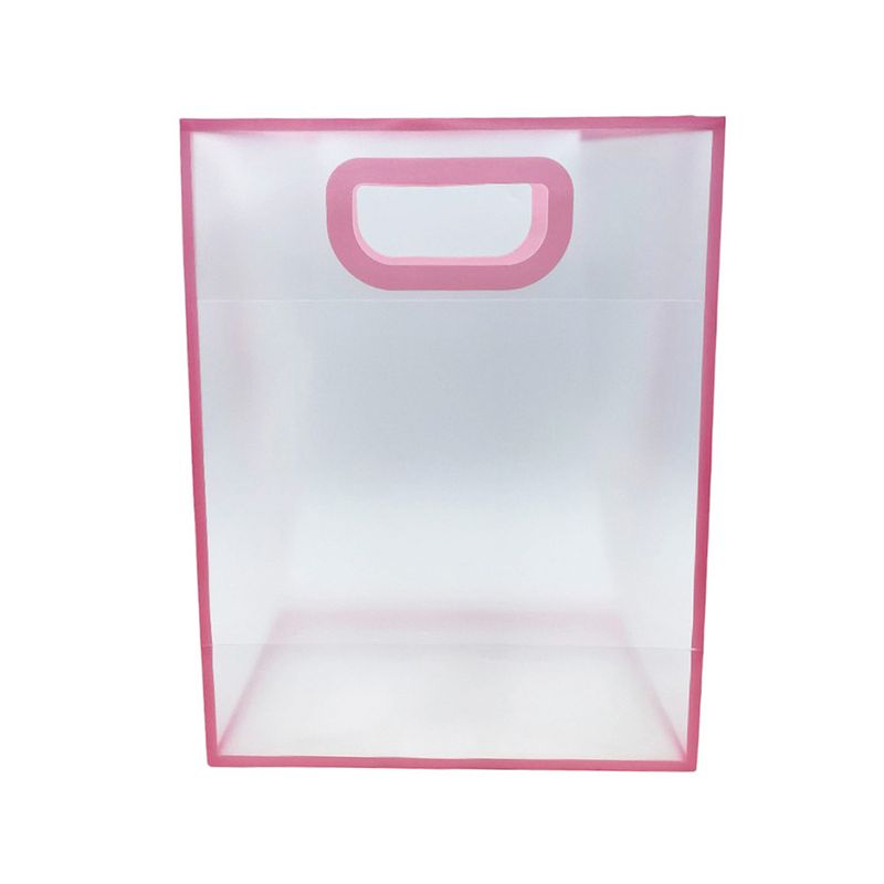 Sacola Transparente PVC com Alça - Rosa - 25x30x15cm - 1 unidade - Magazine 25