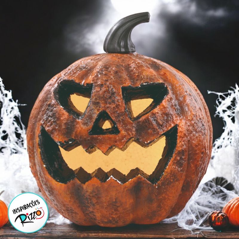 Enfeite de Halloween - Abóbora Salém com Led - 18x17cm - 1 unidade - Cromus - Magazine 25