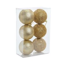 Bolas de Natal Glitter - Ouro - 8cm  - 6 unidades - Cromus - Magazine 25