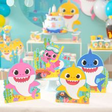 Silhueta Decorativa Festa Baby Shark - 4 Unidades - Cromus - Magazine 25